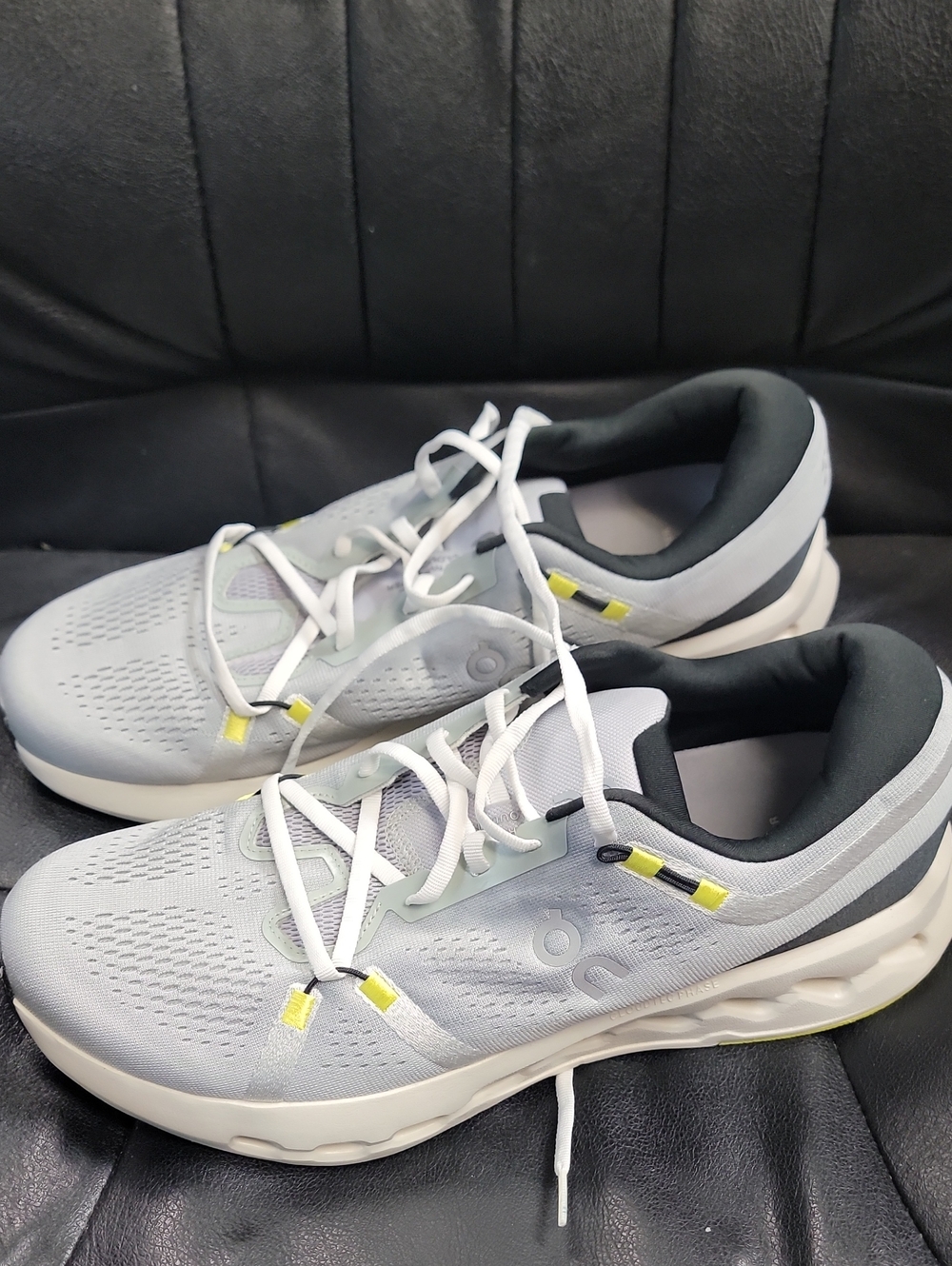 On Running Light Gray and Yellow Men's Athletic Running Shoes
